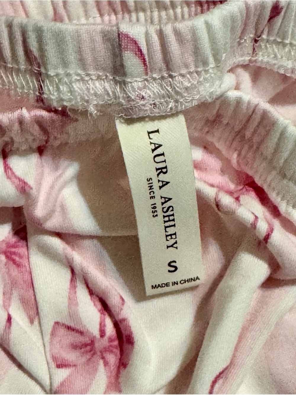 Laura Ashley Women’s  Pink & White Striped Bow-Print Pajama Set Size S NWT - Picture 8 of 8